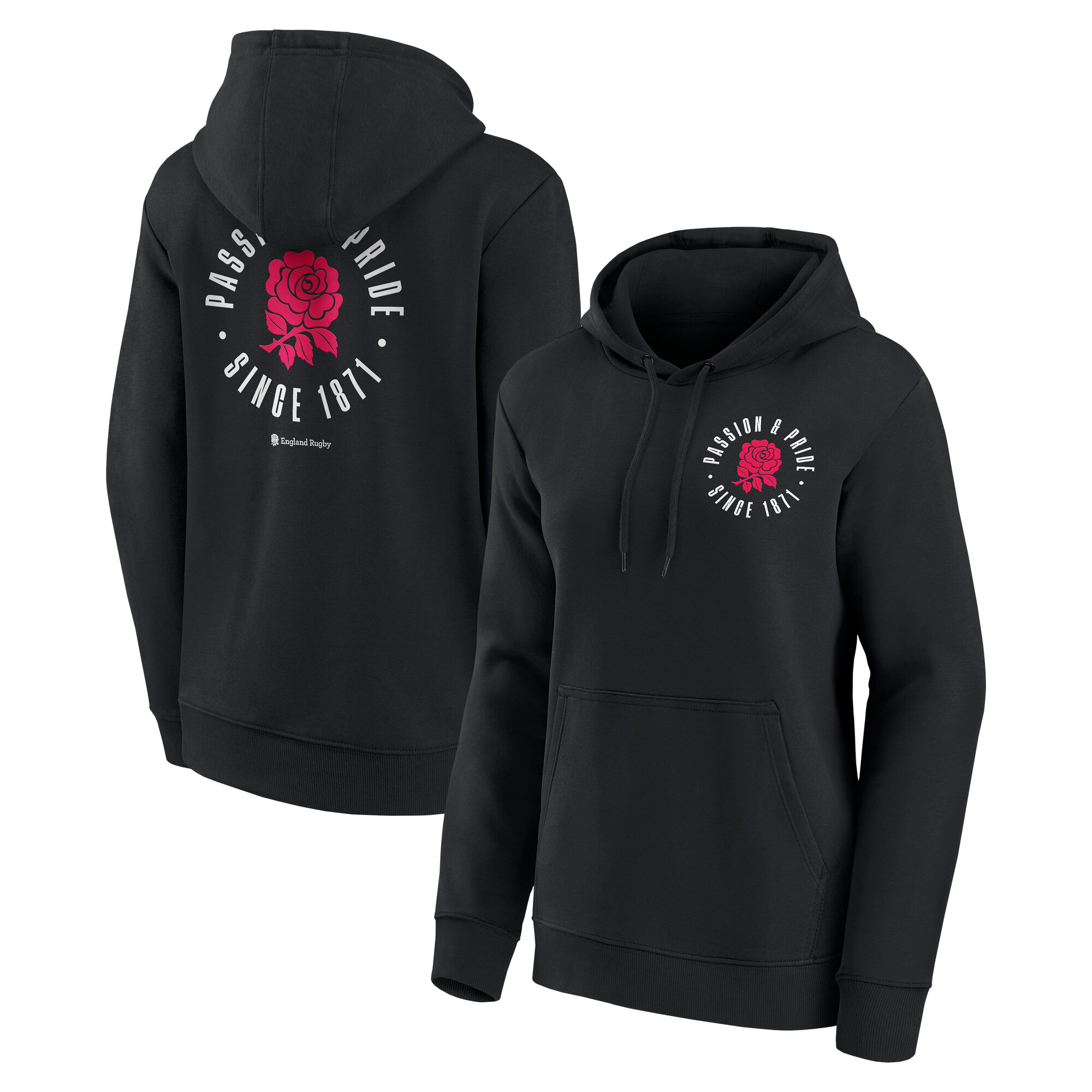 "England Rugby-Kapuzenpullover mit Grafikmotiv: Leidenschaft und Stolz – Schwarz – Damen" Image