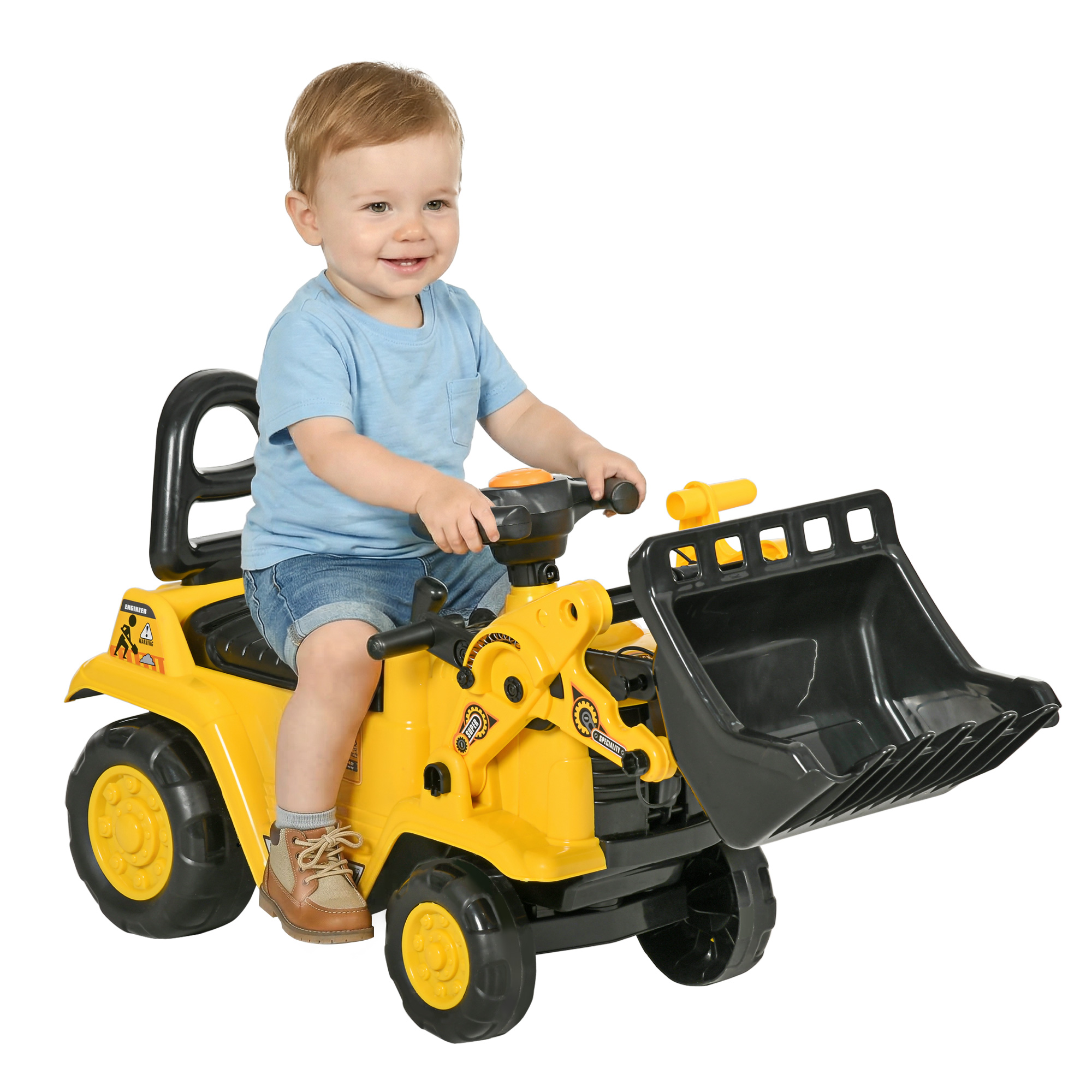 Irovami 3-in-1 Camion Da Costruzione Cavalcabile (non Necessita Di Elettricità): Bulldozer, Escavatore, Scooter, Carrello Portaoggetti, Toilette E Giocattolo Per Il Gioco Di Ruolo.