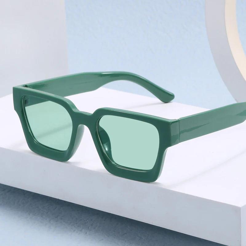 Vintage Quadratische Sonnenbrille Frauen Marke Übergroße Sonnenbrille Männer Retro Grün Brillen Shades Goggle UV400 Oculos Image