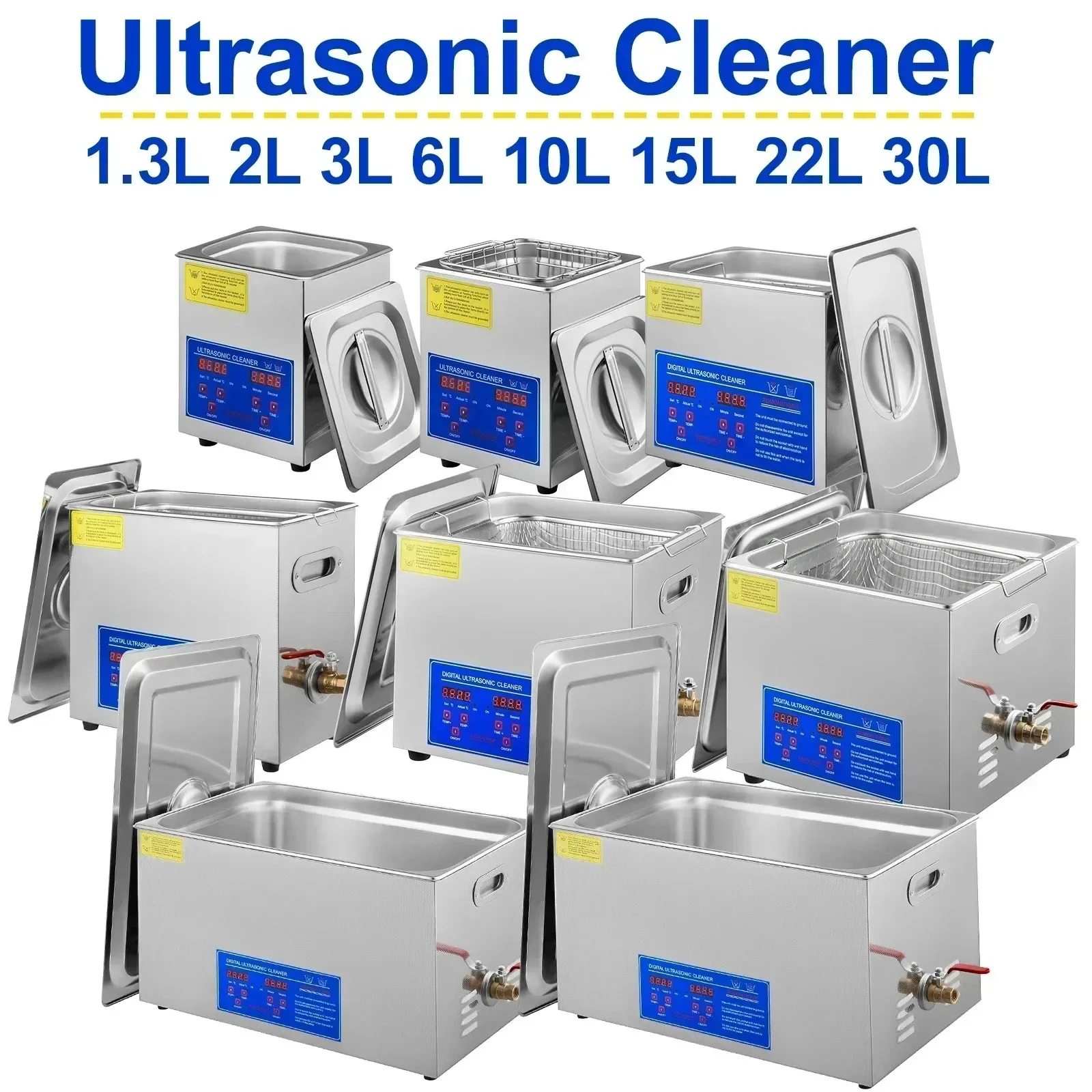 SIHAO Ultraschallreiniger Ultraschallreiniger Tragbare Ultraschallreinigungsmaschine 1.3L-30L Geschirrspüler für Heimprothesenbrillen Image