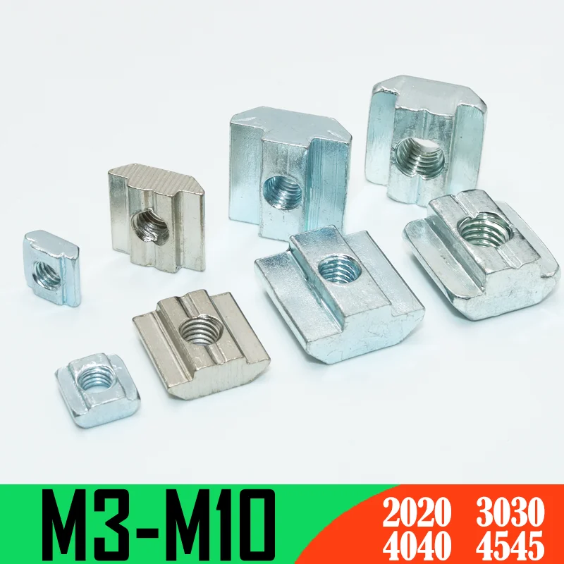 100/lot Slot T Block Vierkantmutter für 3D Drucker Schiebe T Muttern Hammer Drop In Mutter Stecker 2020 3030 Aluminium extrusion Profil Image