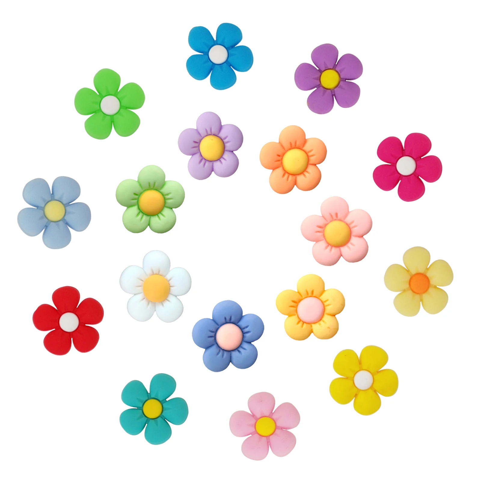 17-teiliges Set Bunte Blumen-Schuhcharms für Bubble Slides Sandalen, Schuhdekorationen und Accessoires als Geburtstagsgeschenk Image