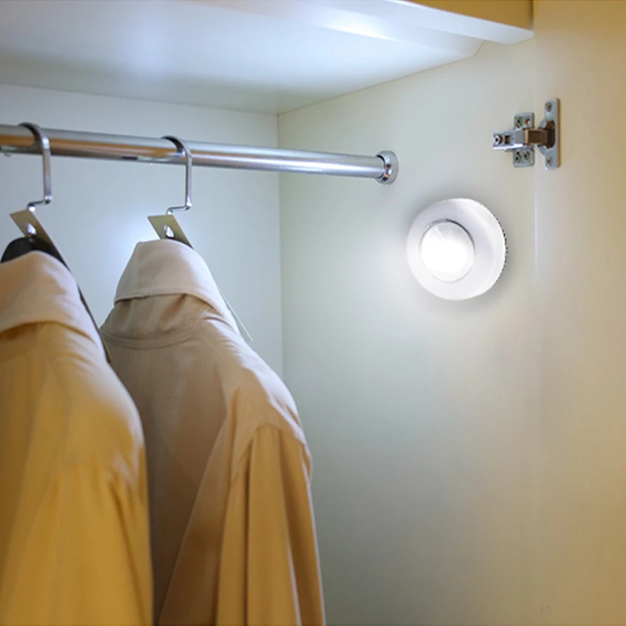 Cob LED unter Schrank Licht mit selbst klebenden Aufkleber runde Wand lampe Stick auf Schrank Kleider schrank Schublade Schlafzimmer Nacht lampe