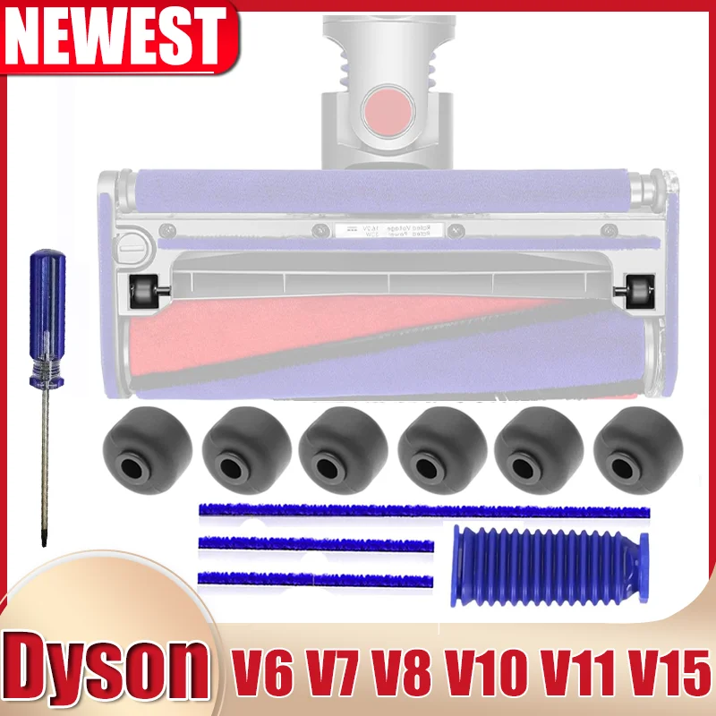 Plüschstreifen und Sohlenplattenräder für Dyson V6 V7 V8 V10 V11 V15 Soft Roller Cleaner Head Strips Filzstreifen Ersatzteile Image