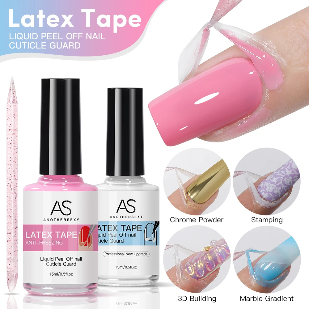 AS 15 ml Peel Off Latex Nagelgelpoliermittel Flüssigkeit Tpo Free Anti-Überlauf Nagelkantenschutz Lack Lufttrockene Nagelpflege mit Werkzeug Image