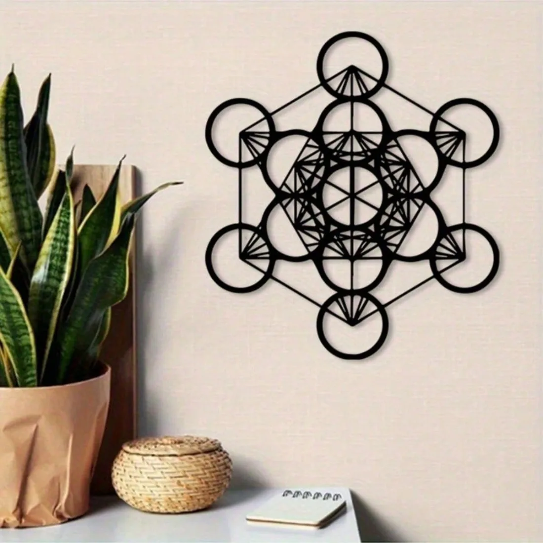 Metatron-Würfel Metall-Wandkunst Heilige Geometrie Vintage Eisen-Wandbild Wohnungsdekoration Image
