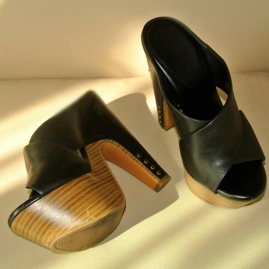 Schwarz Slip Auf Holz Muster Sandalen Thin High Heel Sexy Modische Kühlen Sommer Casual Große Größe Frau Schuhe Zapatillas Mujer