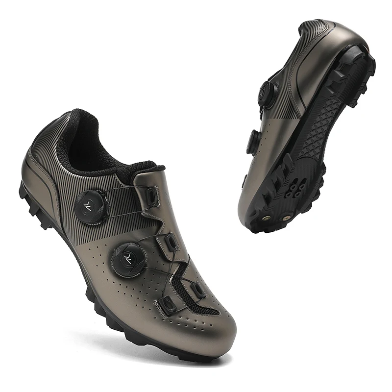 2026 MTB Radsportschuhe Herren A5 Leder Selbstverriegelnde Cleat SPD Rennradschuhe Damen Flache Trail-Trainings-Mountainbike-Schuhe