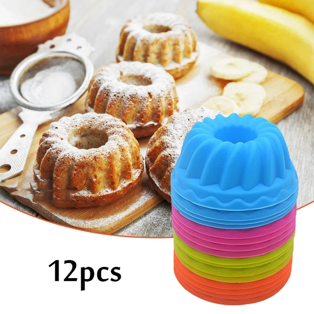 12 Teile/satz Silikon Kuchen Form Runde Muffin Tasse Kuchen Backform Küche Kochen Backformen, Der Diy Kuchen Dekoration Werkzeug