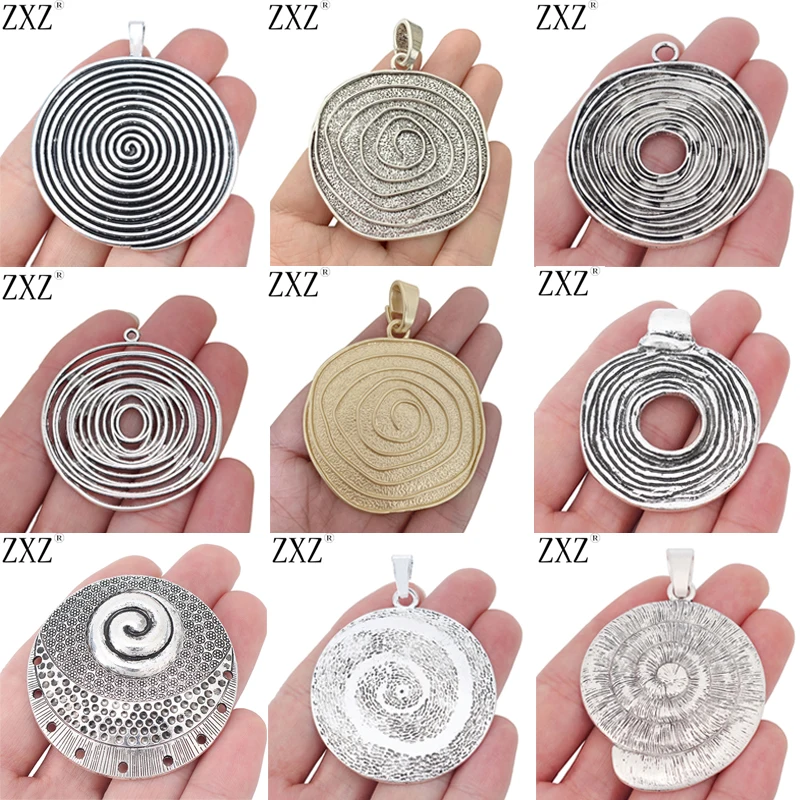 ZXZ 3 Stück Antik Silber Farbe Große offene Wirbel Spirale Vortex Charms Anhänger für DIY Halskette Schmuckherstellung Zubehör 58x53mm