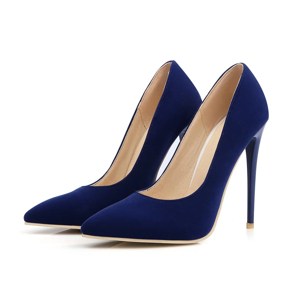 Brandneue sexy blaue schwarze Frauen nackte Brautpumps Dame glänzende Stiletto-Schuhe Abendessen High Heels MK112 Plus große Größe 10 12 43 47