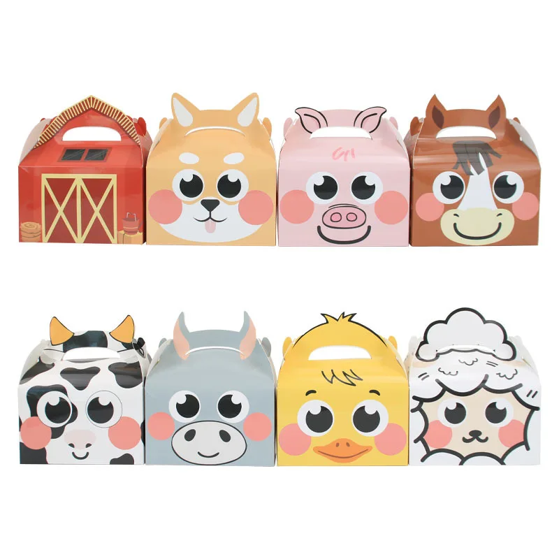 24PCS Bauernhof Tier Thema Kinder Geburtstag Dekorationen Lieferungen Party Bevorzugung Boxen Scheunenhof Glücklich Leckerli Boxen Candy Goodies Geschenk Box Image