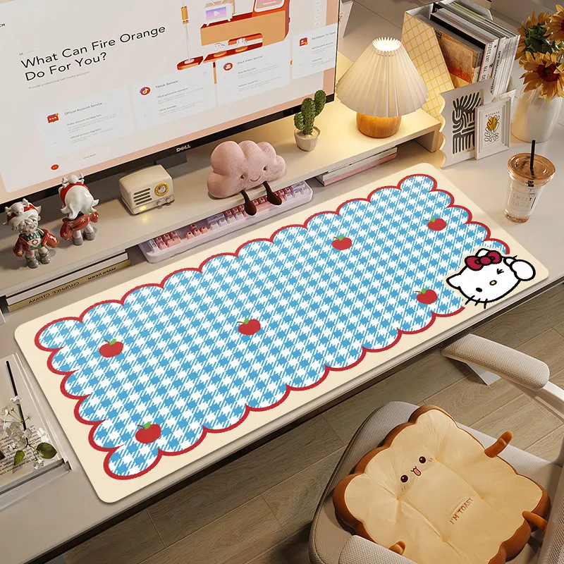 2026 Mädchen Hello Kitty Rutschfeste und Schmutzabweisende Leder-Mausmatte Schreibtischunterlage Tischdecke Schreibtischmatte Büro Computer-Schreibtischmatte Image
