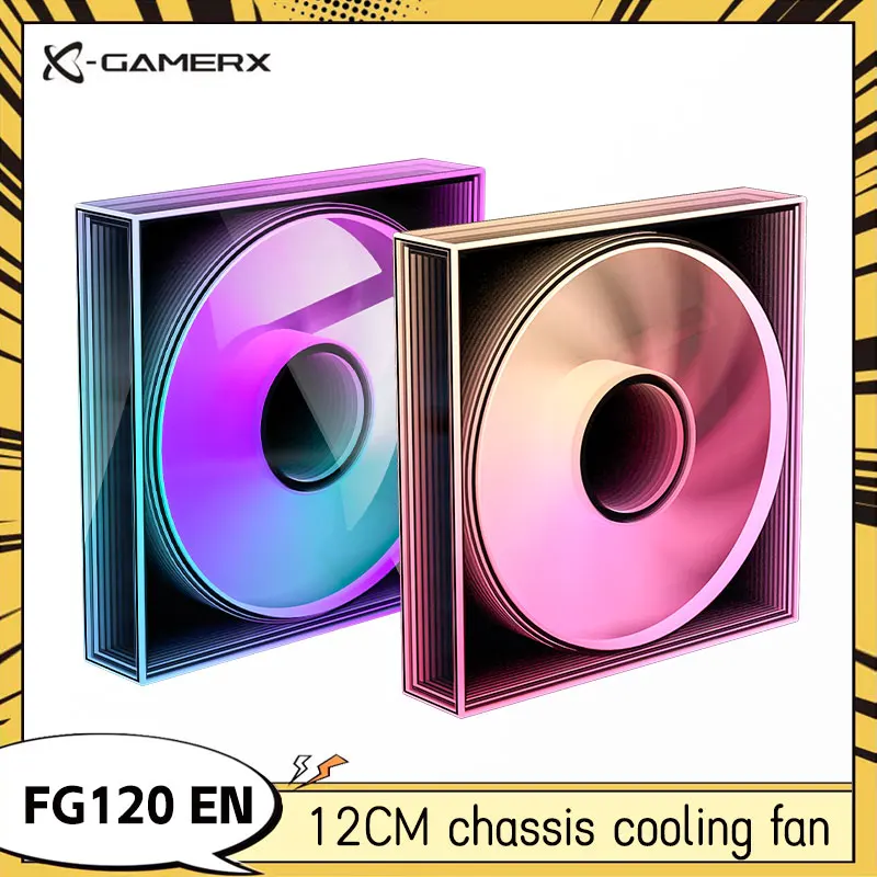 Power Train FG120 ARGB Fünfseitiger Vollspiegel-PC-Lüfter PWM 12V Leiser Kühler für Computergehäuse 40,45CFM 600-1600RPM Schwarz/Weiß Image