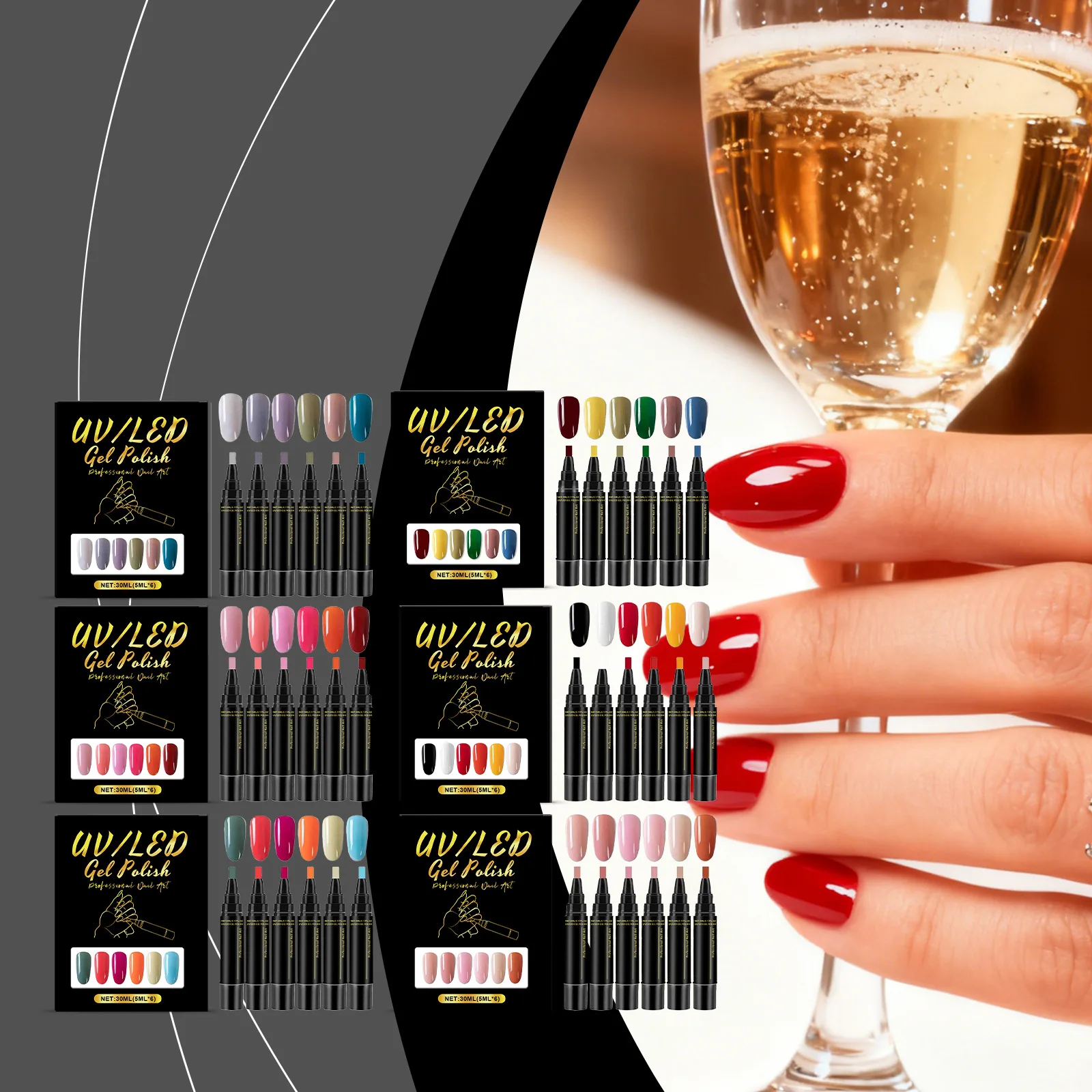 5 ml Nagel Gel Polnisch Set DIY Nail art Design 6PCS Maniküre Malerei Gel Kit Langlebige Mode Farbe mischen Nail art Pinsel Werkzeug Image