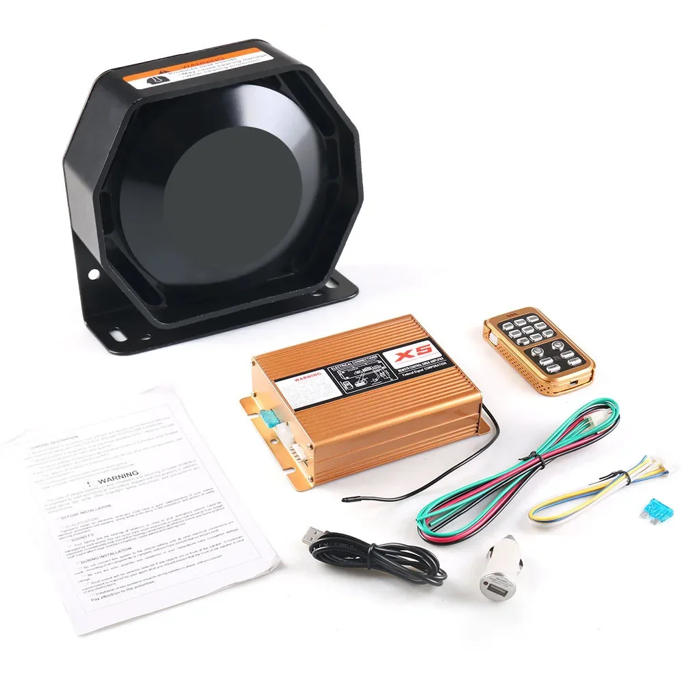 1 Satz 18 Sound lauter 200 W 12 V Auto-Warnalarm Polizeisirene Hornlautsprecher mit Mikrofonsystem und drahtloser Fernbedienung Image