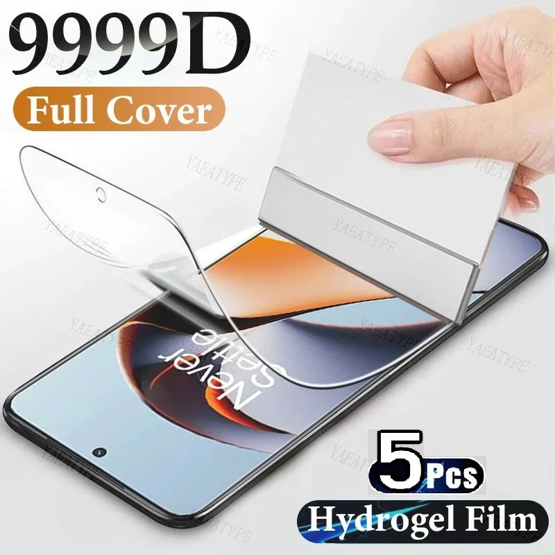 5 Stück für oneplus 11 8 9 10 pro Displays chutz folie für oneplus 10t ace 2v ace 2 7 7t pro 9r 9rt 8t nord 2 Hydro gel folie mit voller Abdeckung Image