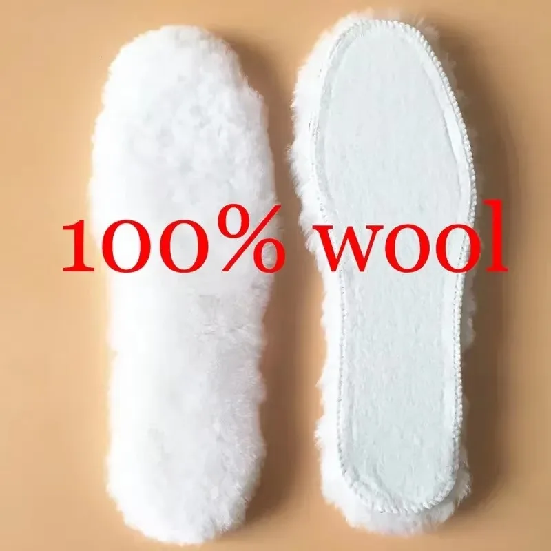 Natürliche Schaffell Einlegesohlen Winter Echtpelz Wolle Einlegesohlen Männer Frauen Warme Weiche Dicke Warme Kaschmir Schnee Stiefel Schuh Pad Image