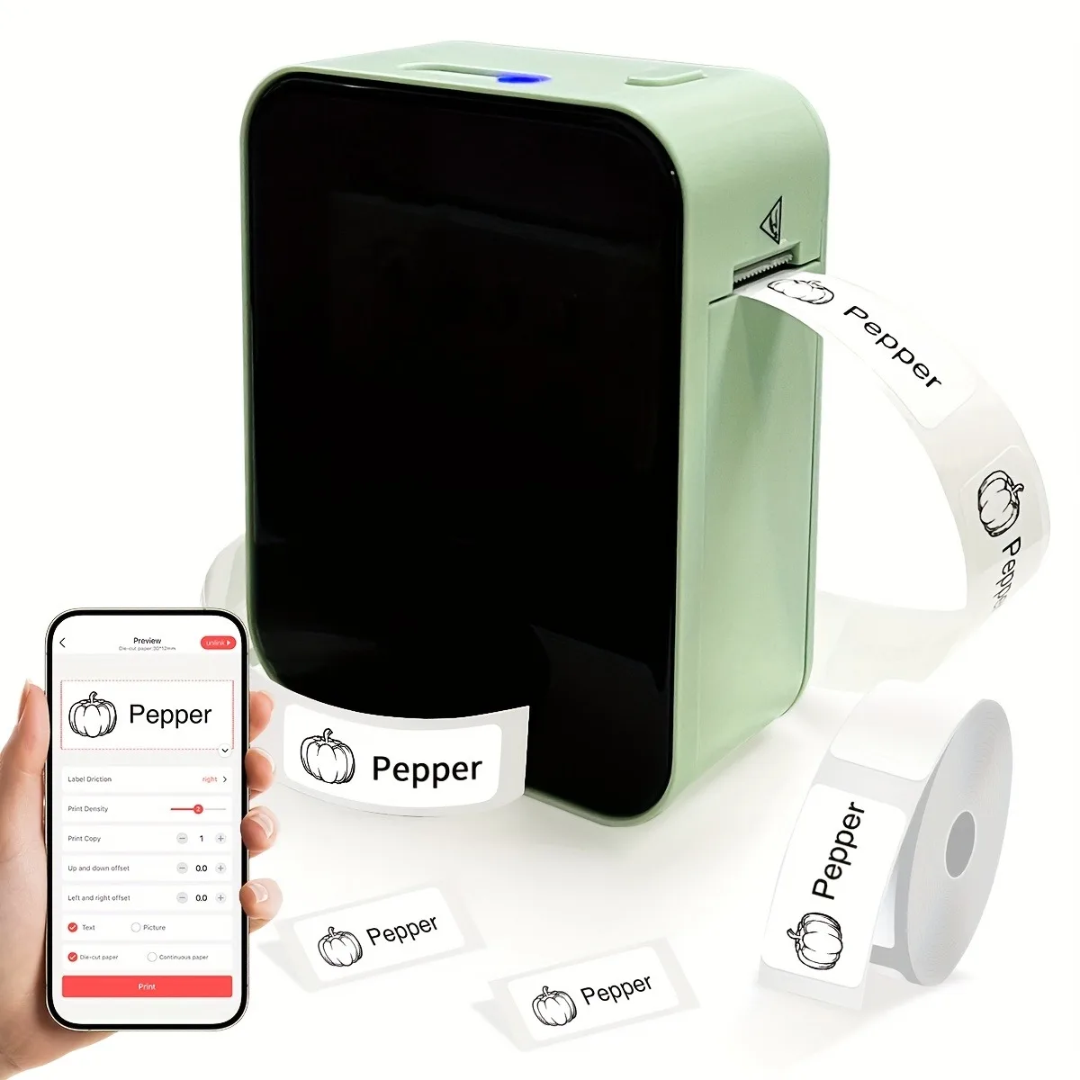 Marklife P15 Thermo-Etikettendrucker, ähnlich wie D11 D110 D101 Etikettiermaschine, kabelloser Bluetooth-Etikettendrucker mit Etikettenaufkleber Image
