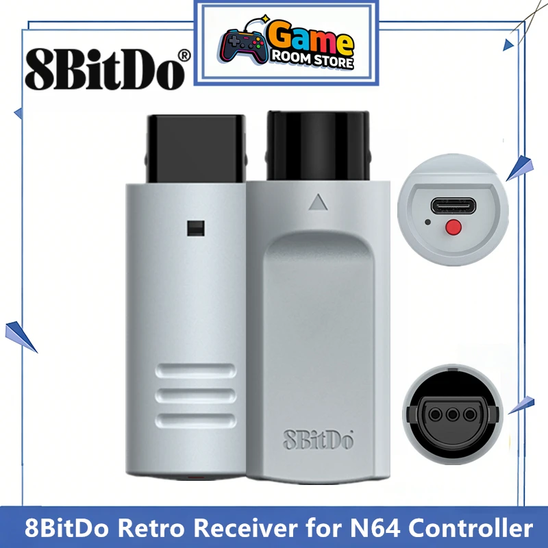 8BitDo Retro-Empfänger für N64-Controller, kabellose Kompatibilität mit Windows 10/11, Bluetooth-USB-Kabel, Gamepad-Zubehör Image