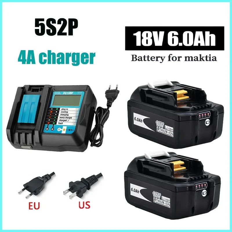 Super für Makita 18V 6000mAh Wiederaufladbare Elektrowerkzeug-Batterie mit LED Li-Ionen Ersatz LXT BL1860B BL1860 BL1850 + 3A Ladegerät Image