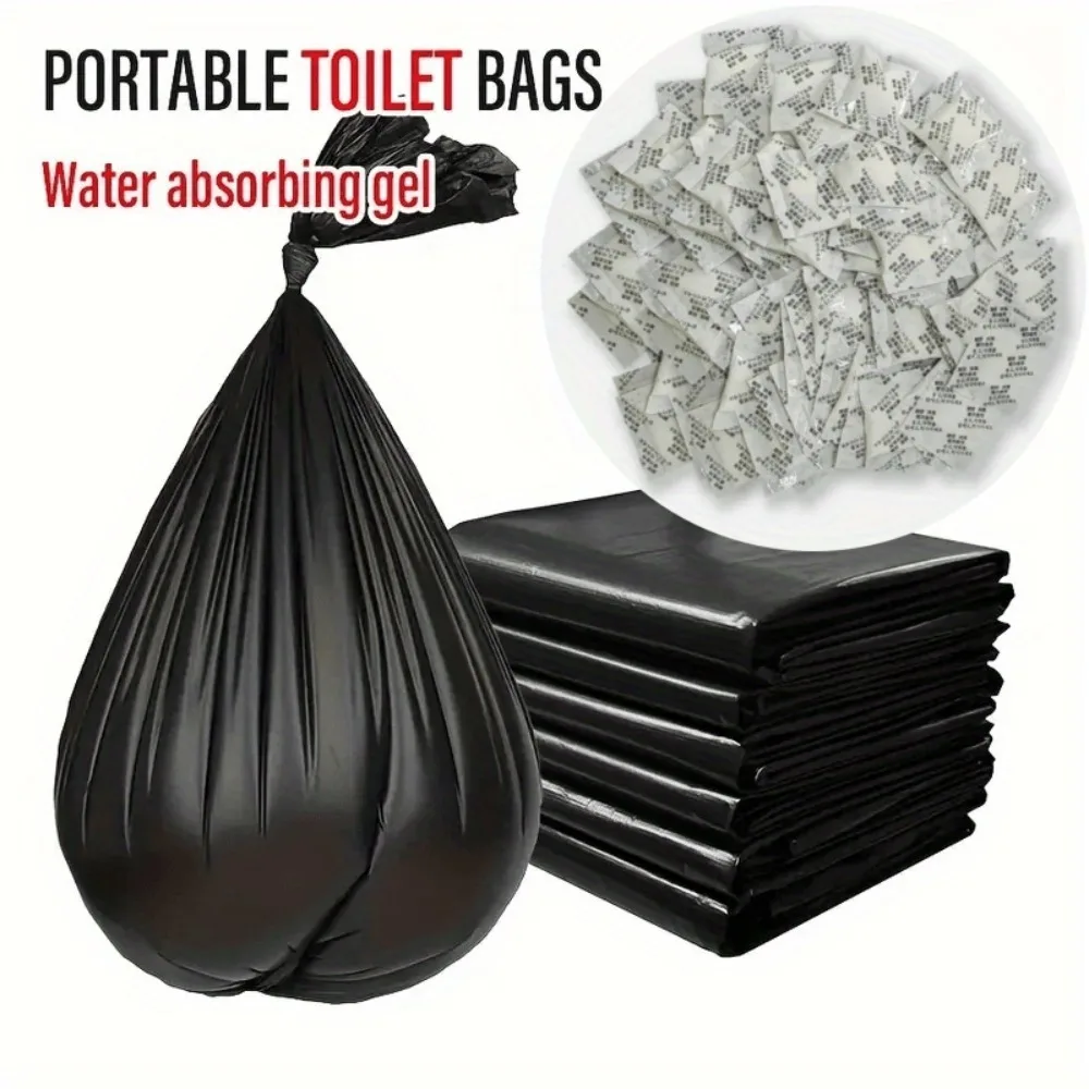 100-teiliges tragbares Camping-Toiletten-Set: 50 Müllbeutel + 50 Toiletten-Gel-Packs. Passend für Standard-18,93-Liter-Eimer, ideal für Camping, Wandern
