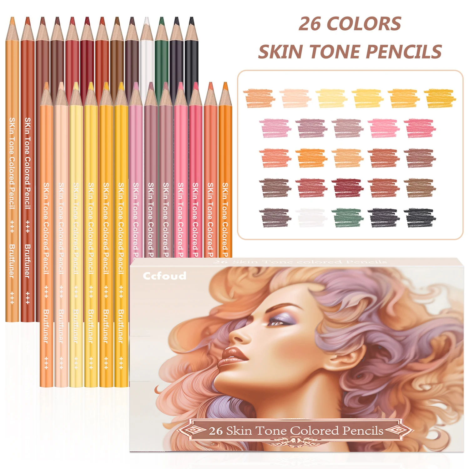 16-72 Farben im Set, Hautfarbene Buntstifte für Porträt- und Hautfarbenkünstler, Perfekt für Künstler zum Zeichnen, Färben, Schichten und Verblenden Image