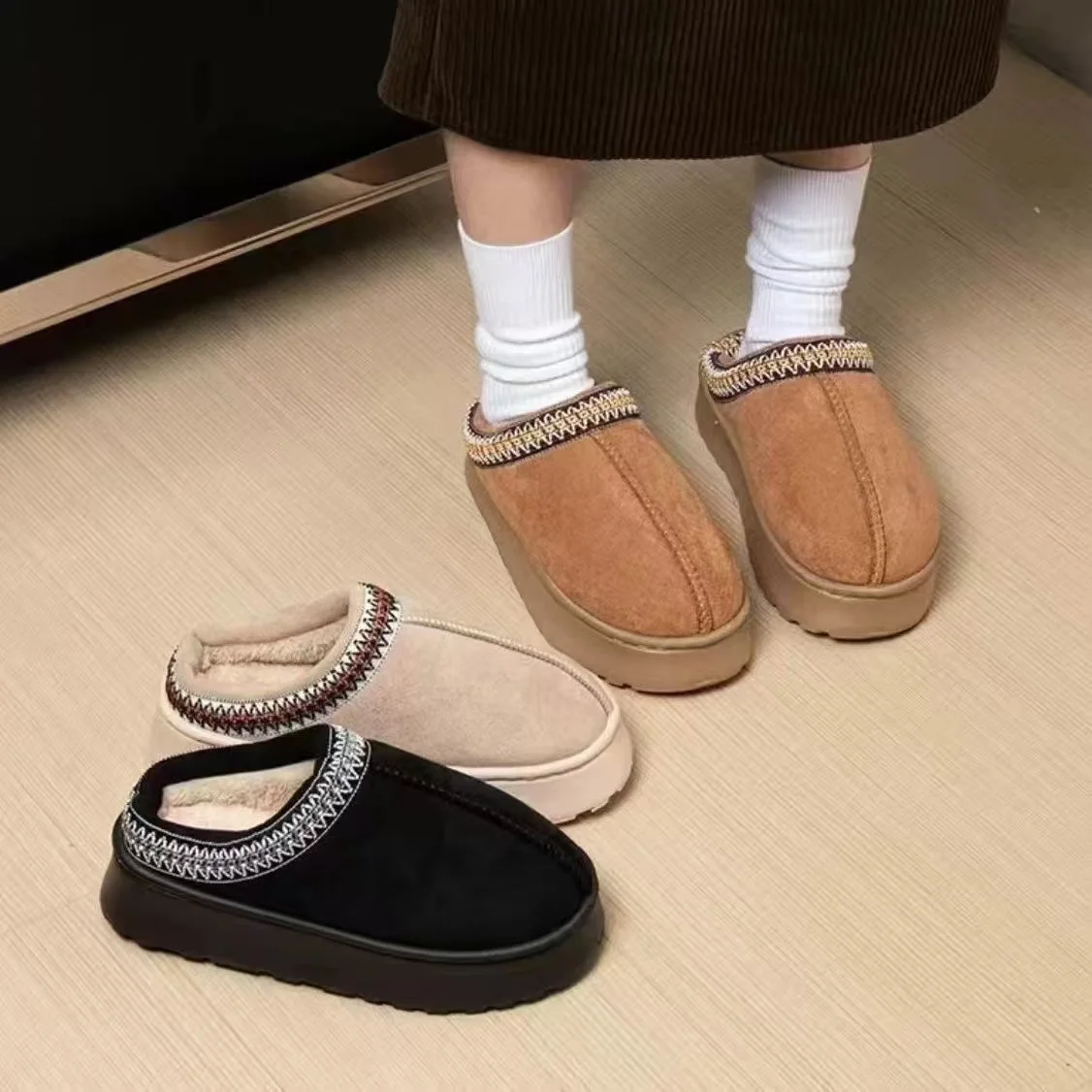 Plattform Flauschige Hausschuhe Frauen/männer Haus Wohnungen Mode Plüsch Winter Schuhe Damen Hause Elegante Casual Schuhe Große Größe