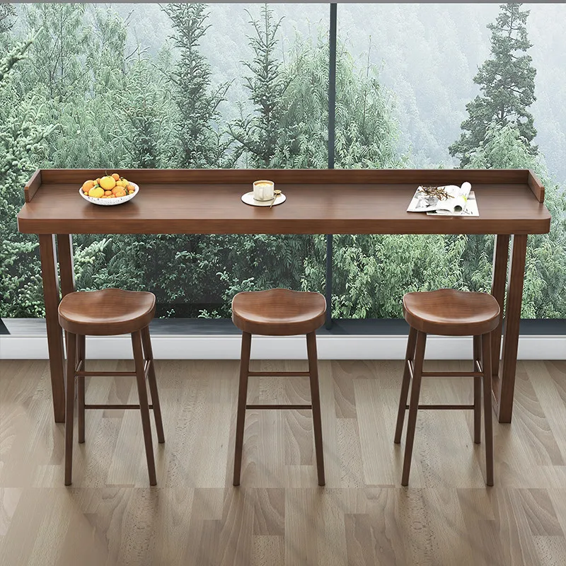 Minimalistischer Massivholz-Design-Bartisch, Schmaler Langer Hoher Tisch für Wandmontage, Geeignet für Zuhause, Balkon, Café & Bar-Möbel JT40