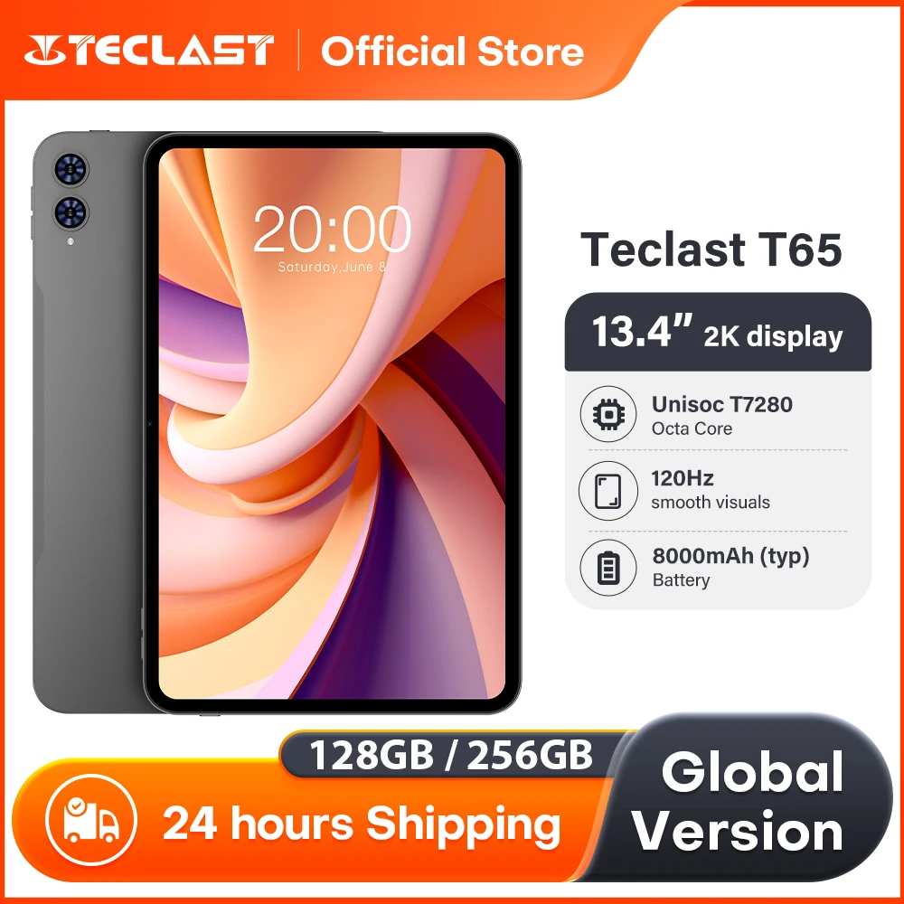 Teclast T65 Tablet 13,4 Zoll 2K 120Hz Display Unisoc T7280 Octa-Core Max. 26GB RAM 128GB ROM 8000mAh Akku Android 15 LTE Tablets Image