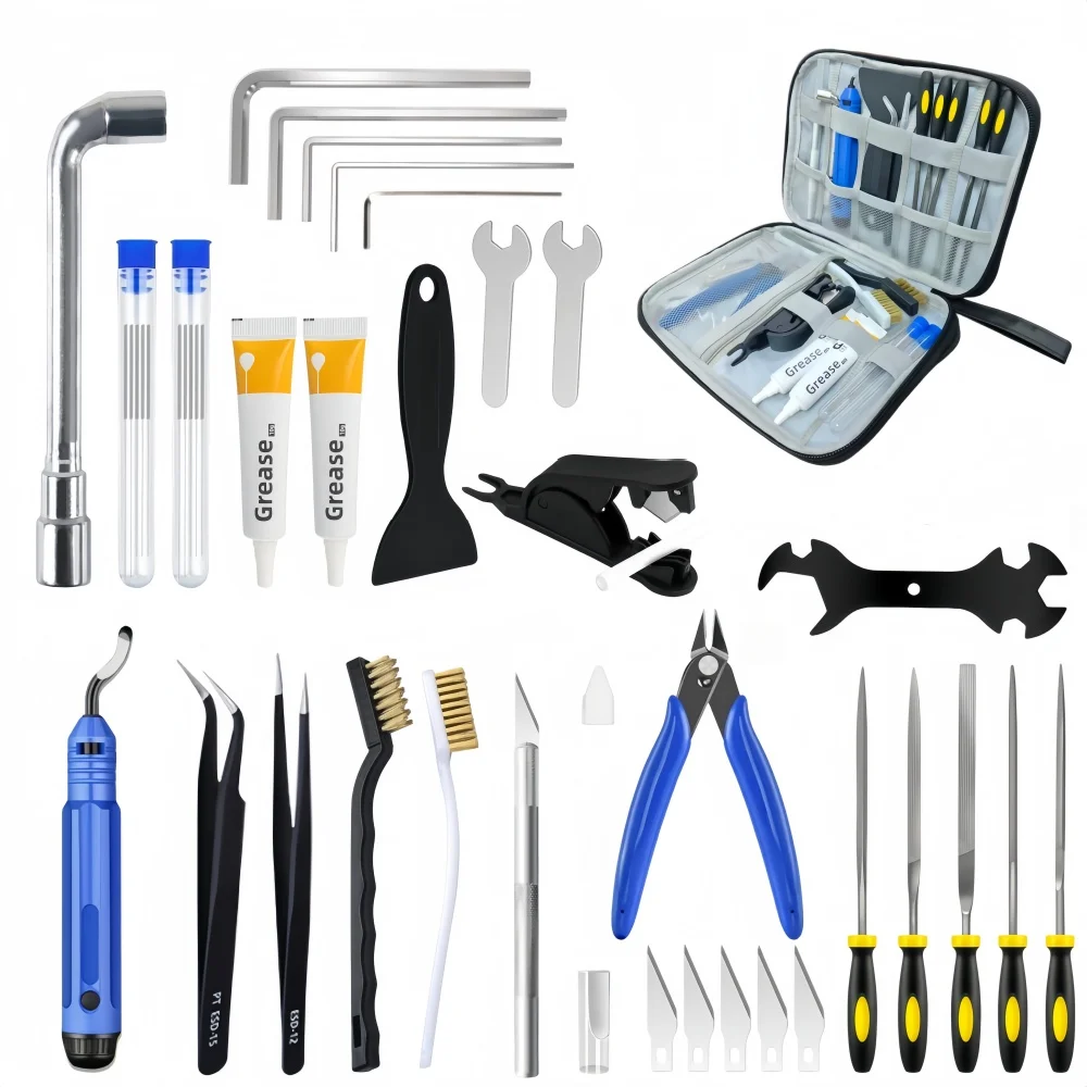 39-teiliges 3D-Drucker Werkzeugset FDM SLA Druckerteile Düsenreiniger Schaber Feile Bürste Drahtschneider Graviermesser Reparaturwerkzeug-Set Image