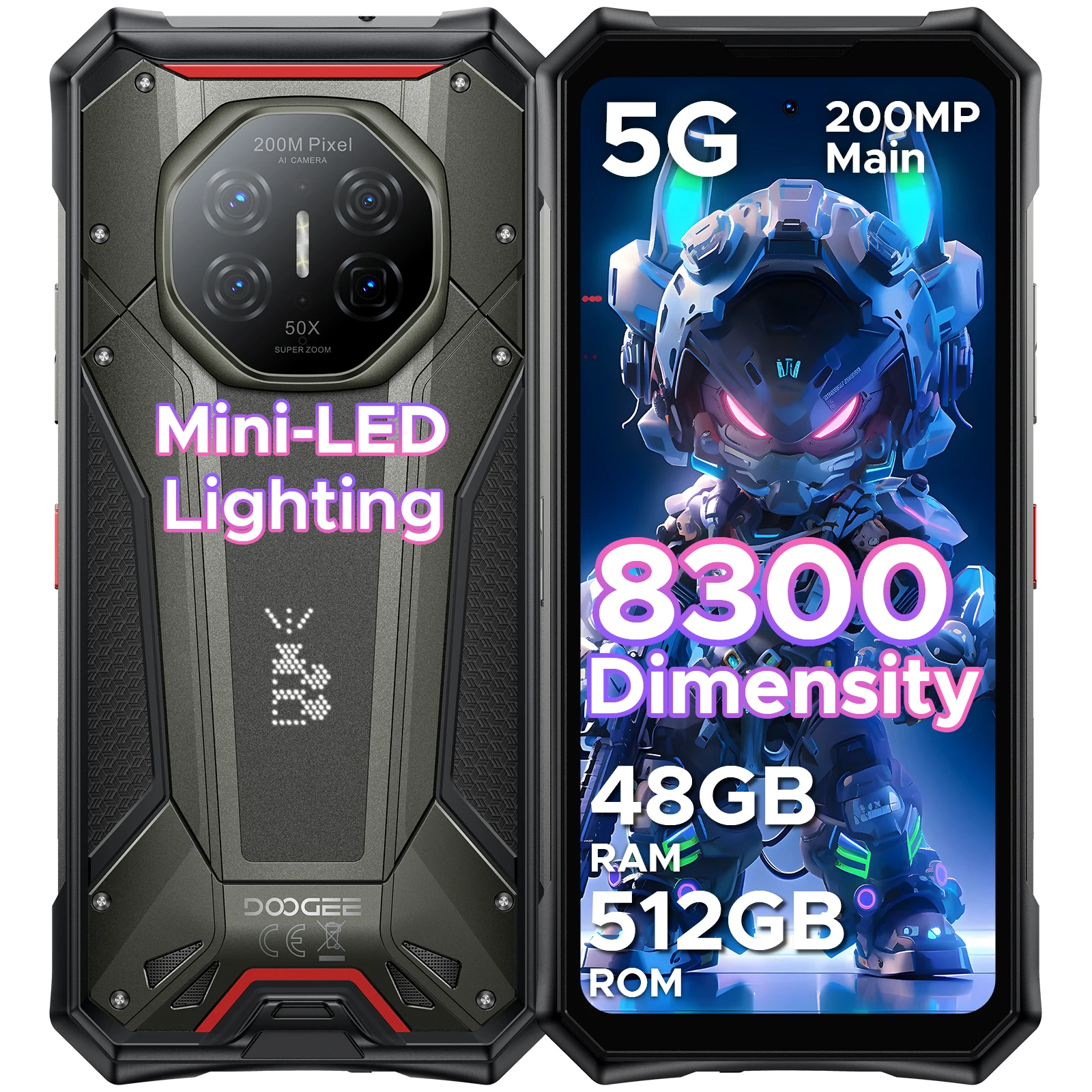 DOOGEE S300 Pro 5G Robustes Smartphone Dimensity 8300 6,78'' Display 48GB RAM (16GB+32GB) 512GB ROM 11000mAh 200MP Kamera Android 16 Image