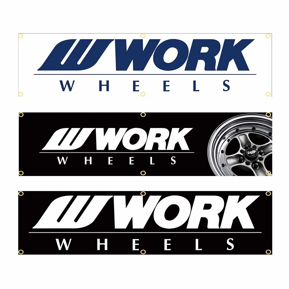 45×180cm 60x240cm W-WORKS WHEELS Auto Motorrad Team oder Conpany Logo Flagge Polyester Bedruckte Dekoration Banner Wandteppich Image