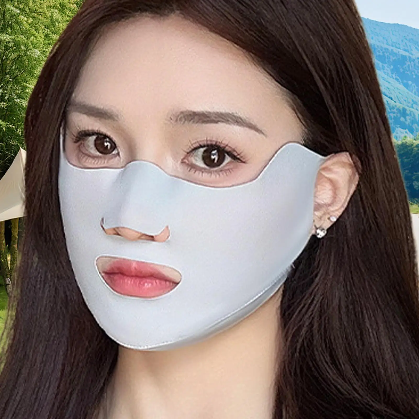 1PC UV-Schutz-Gesichtsmaske, atmungsaktive Maske aus Eisseide, waschbar, staubdicht, Sonnenschutzmaske, Anti-UV-Gesichtsmaske für den Außenbereich, Reiten Image