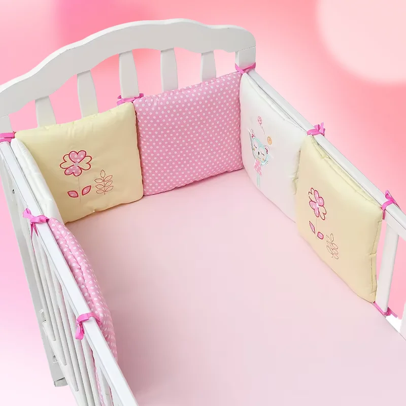 6 Teile/satz Baby Bett Schutz Krippe Stoßstange Pads Baby Bett Stoßstange Kinder Sicherheit Bett Um Baumwolle Mischung Krippe Anti-kollision Anti-herbst Image