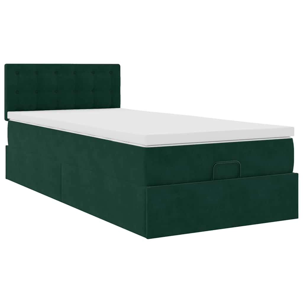 vidaXL Ottoman-Bett mit Matratze Dunkelgrün 90x190 cm Samt Image