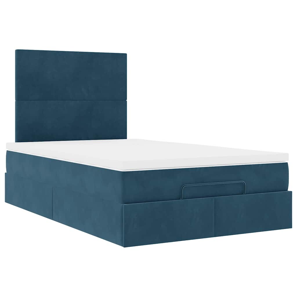 vidaXL Ottoman-Bett mit Matratzen Dunkelblau 120x190 cm Samt Image