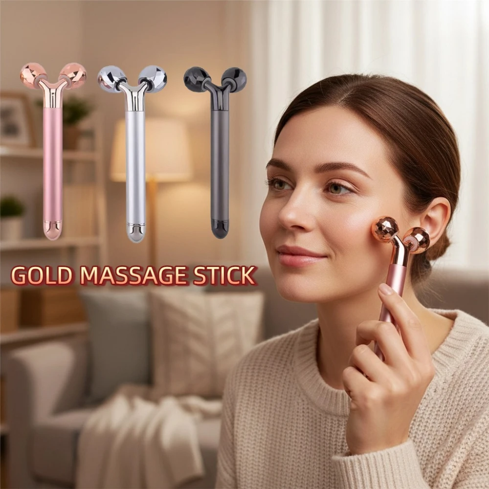24K Gold Gesichtsroller-Massagegerät, Energy Beauty Bar, Facelifting, Anti-Falten-Hautpflege, Gesichtsschlankheitsgerät, drei in einem Image