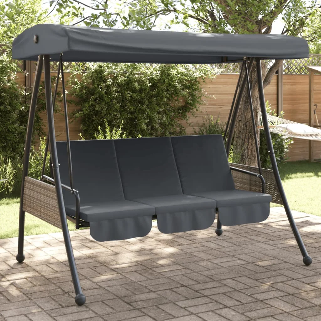 Balançoire de jardin avec auvent réglable, en acier gris foncé, pour le loisir et le confort, pour patio extérieur, jardin, cour, banc de jardin, balançoires de patio