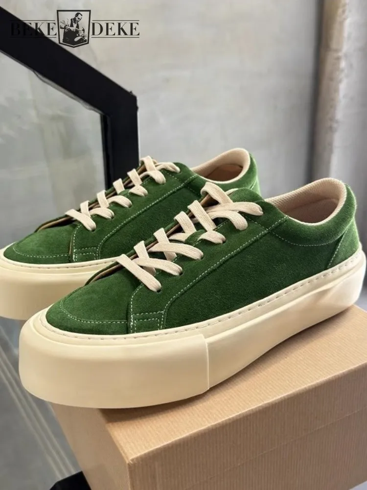 Herren Vintage Herbst Wildleder Echtes Leder Schuhe Schnüren Runde Kappe Dicken Boden Casual Schuhe Höhe Erhöhen Plattform Schuhe Männlich