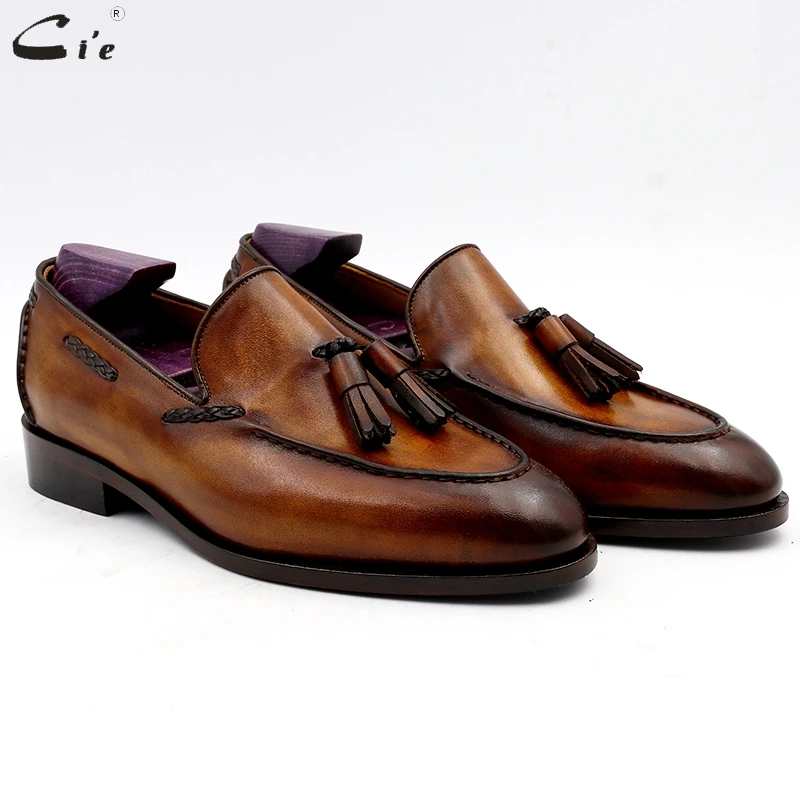Cie Runde Kappe Reine Echtem Leder Bespoke Blake Stich Handgemachte Patina Braun Quasten Slip-on herren Schuh Casual boot loafer 159