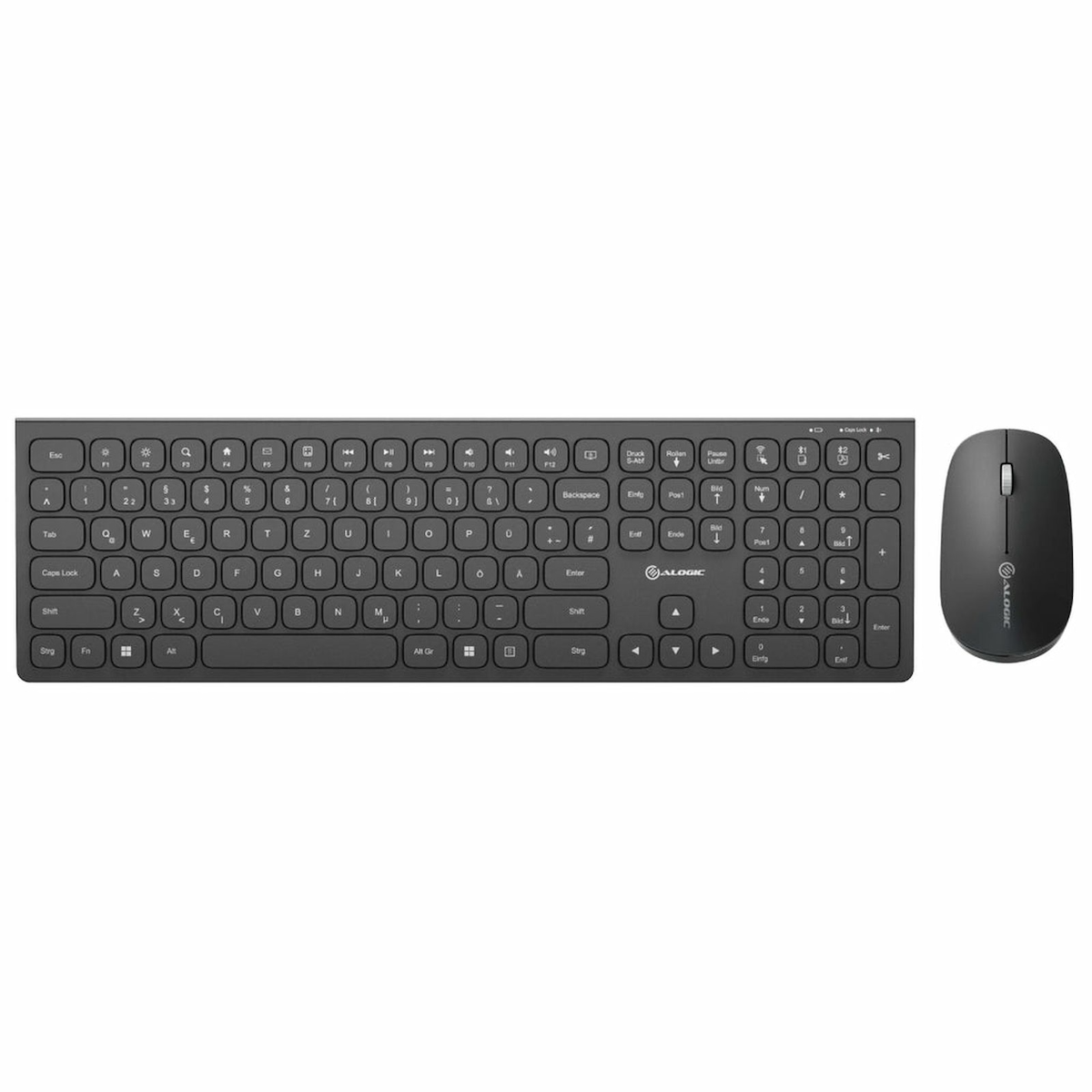Alogic ASKBT3WC-DE, Volle Größe (100%), Kabellos, RF Wireless + Bluetooth, QWERTZ, Schw Image