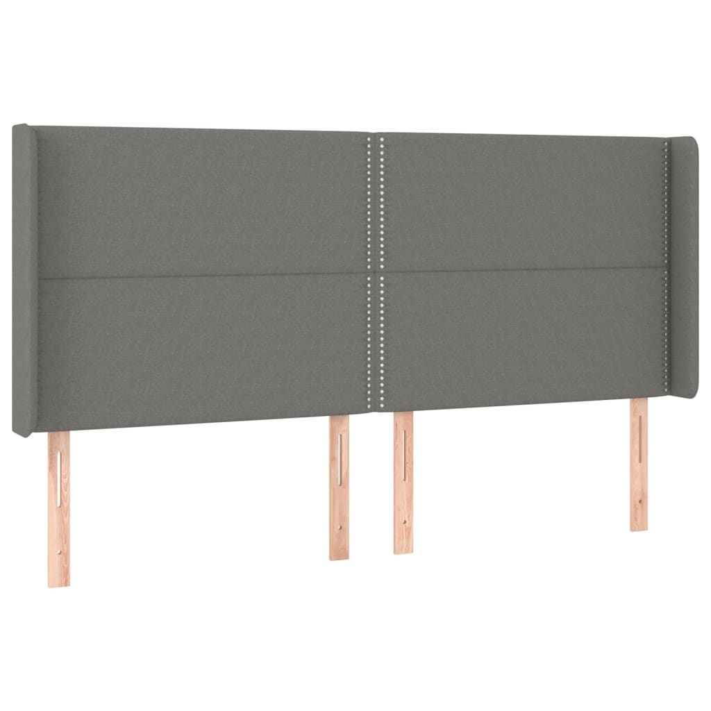 Décoshop26 - Kopfteil Schlafzimmeraccessoire LED-Beleuchtung 203 x 16 x 118/128 cm dunkelgrauer Stoff TDL0201068 Image