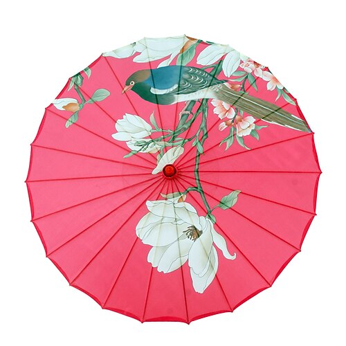 Handgefertigter chinesischer Papierschirm aus Seidenstoff, Vintage-Regenschirm mit orientalischem Blumenmuster für Hochzeiten, Fotoshootings, Tanzveranstaltungen, Cosplay, Partydekoration, verschiedene Größen für Erwachsene und Kinder (22 Zoll, 27... Image