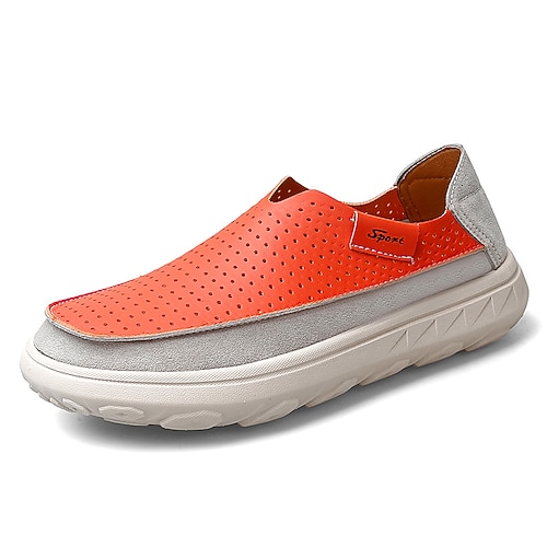 Gelbe und graue Herren-Sneaker zum Hineinschlüpfen – leichte, atmungsaktive und bequeme Laufschuhe im trendigen Low-Top-Stil für Alltag, Reisen, Wochenendausflüge und Freizeit. Image