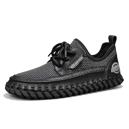 Beigefarbene Strick-Sneaker für Herren, leichte Schnürschuhe für bequemes Gehen, geeignet für Alltag, Reisen, Wochenendfreizeit und gehobene Freizeitoutfits. Image