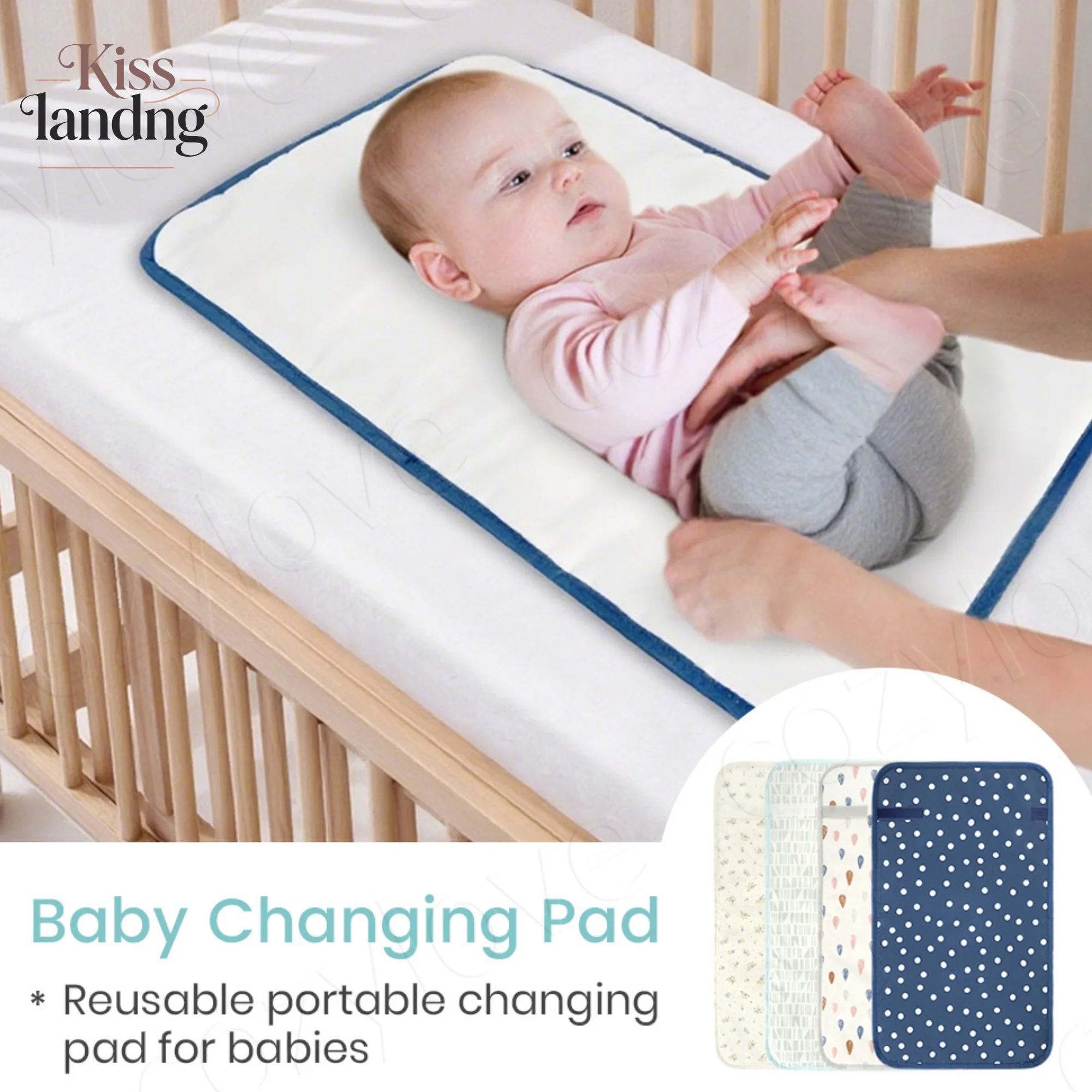 Wasserdichte Tragbare Baby-Wickelunterlage | Waschbare Wiederverwendbare Windelunterlage für Neugeborene, Tragbare Wiederverwendbare Matte für Zuhause & Reisen Image