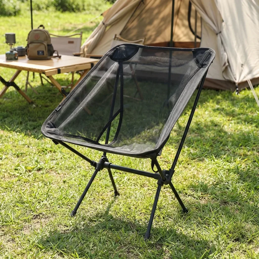Moon Chair Atmungsaktiver Outdoor-Camping-Angelstuhl aus 7075 Aluminiumlegierung mit Netzgewebe, Anti-Sinking, tragbar Image