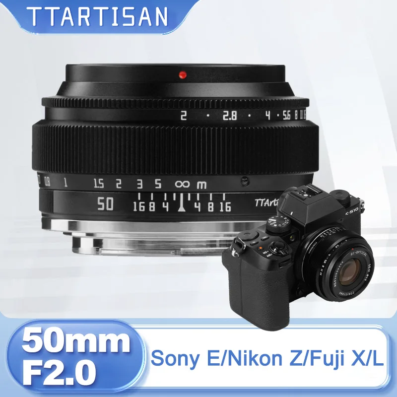 TTArtisan 50mm F2 Vollformat Manuelles Festbrennweiten-Porträtobjektiv für Sony E Nikon Z Fuji X Leica Sigma L-Mount ZVE10 A7C Z6 Z7 XM5 Image