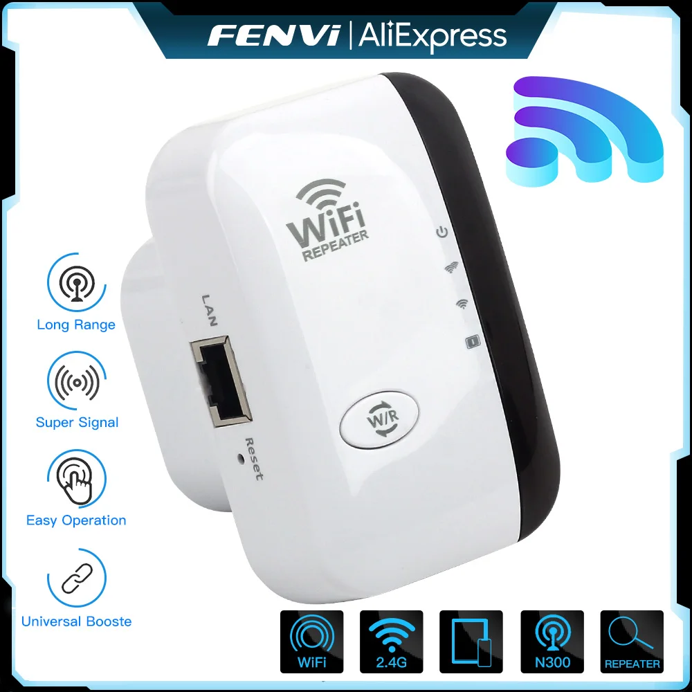 FENVI Wireless WiFi Repeater 300 Mbit/s 2,4 GHz Repeater Netzwerk Expander Reichweite 802.11N/B/G Wireless WiFi Repeater Booster Repetidor Image